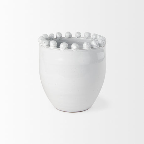 Basin Small Off-White Glazed Vase from Mercana - Luna Furniture