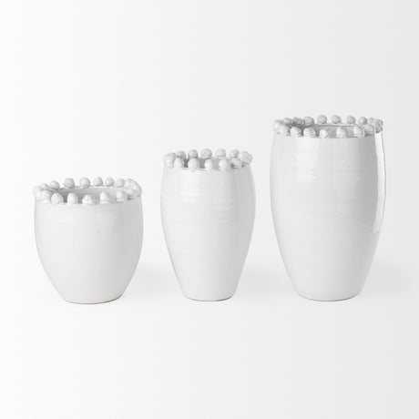 Basin Small Off-White Glazed Vase from Mercana - Luna Furniture