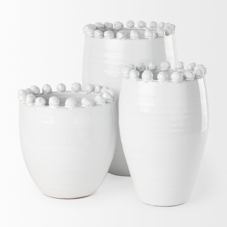 Basin Large Off-White Glazed Vase from Mercana - Luna Furniture