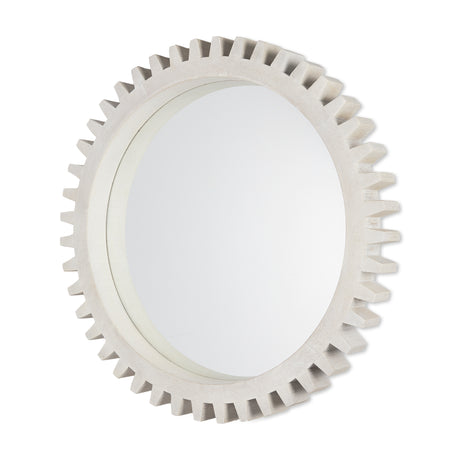 Sundance Cog 35.5" Round Whitewashed Wood Frame Mirror from Mercana - Luna Furniture