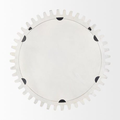 Sundance Cog 35.5" Round Whitewashed Wood Frame Mirror from Mercana - Luna Furniture