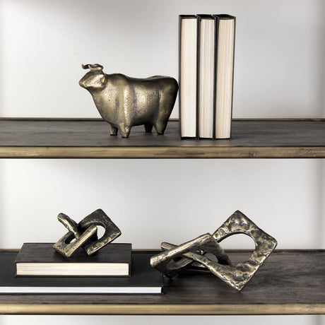 Delaunay I (Large) 10L X9W Gold Hammered Metal Interlinked Patterned from Mercana - Luna Furniture