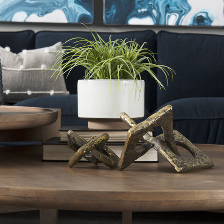Delaunay I (Large) 10L X9W Gold Hammered Metal Interlinked Patterned from Mercana - Luna Furniture