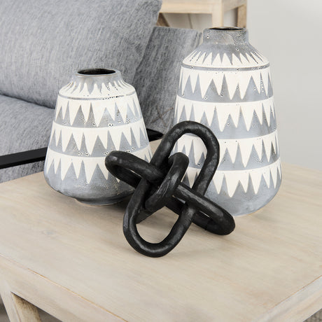 Delaney Large Gray Patterned Ceramic Vase from Mercana - Luna Furniture
