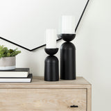 Alex Small Black Metal Cylindrical Table Candle Holder from Mercana - Luna Furniture