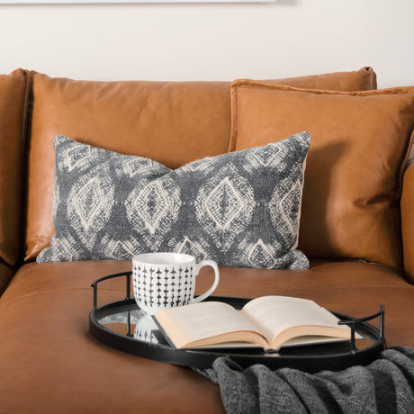 Ansel 20L x 14W Black Metal Mirrored Bottom Oval Serving Tray from Mercana - Luna Furniture