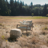 Brayden 28.3L x 34.1W x 35H Light Brown Wood W/ Beige Fabric Seat Accent Chair from Mercana - Luna Furniture