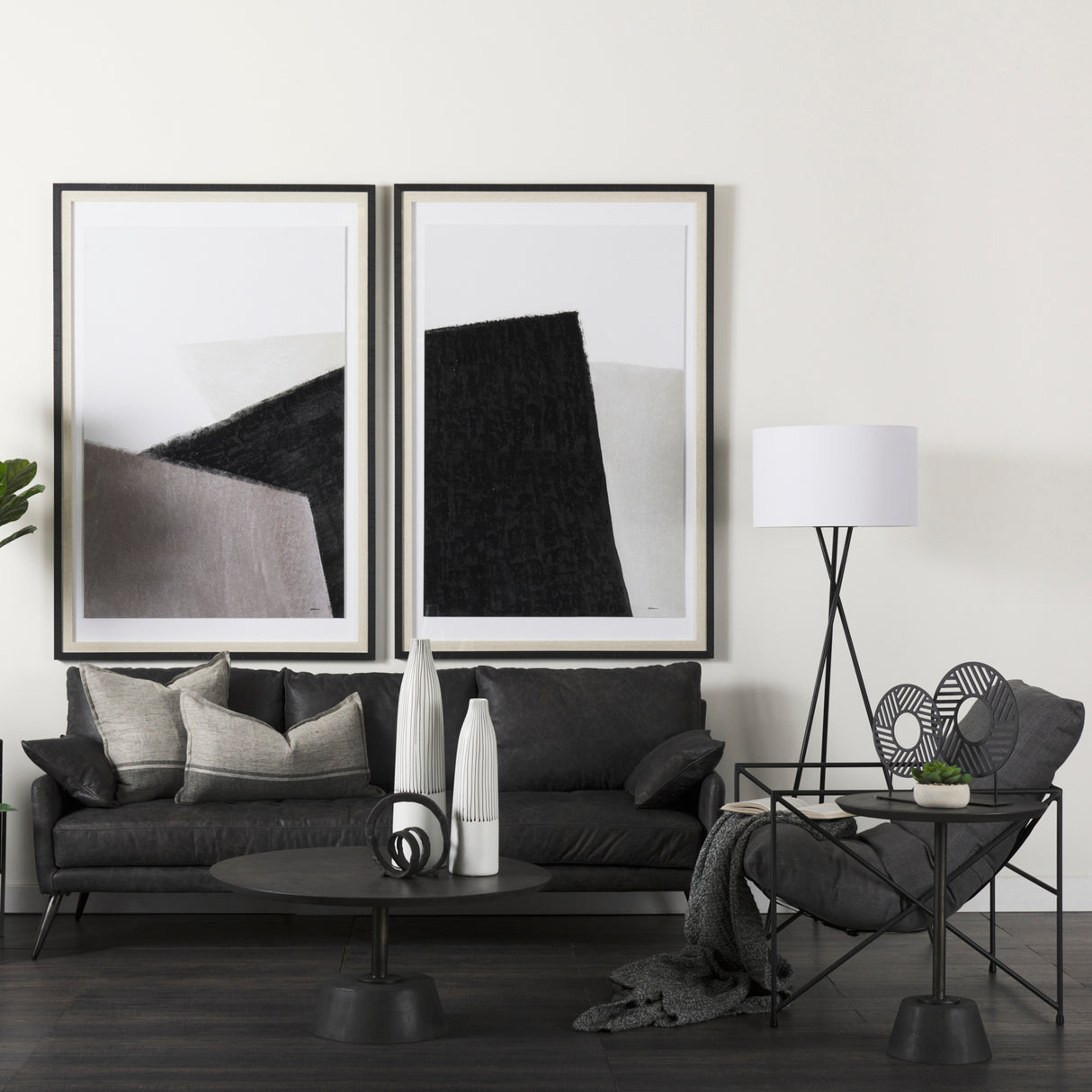 Leonidas 28.5L x 29.5W x 34.0H Black Faux Leather Seat W/ Black Metal Frame Accent Chair from Mercana - Luna Furniture