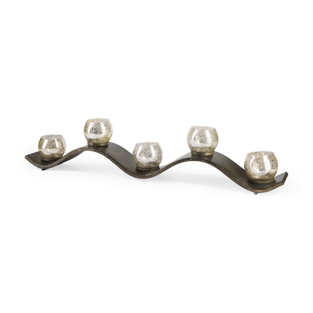 Lux Copper Metal Five Hurricane Glass Holder Table Candle Holder from Mercana - Luna Furniture