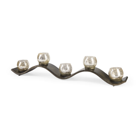 Lux Copper Metal Five Hurricane Glass Holder Table Candle Holder from Mercana - Luna Furniture