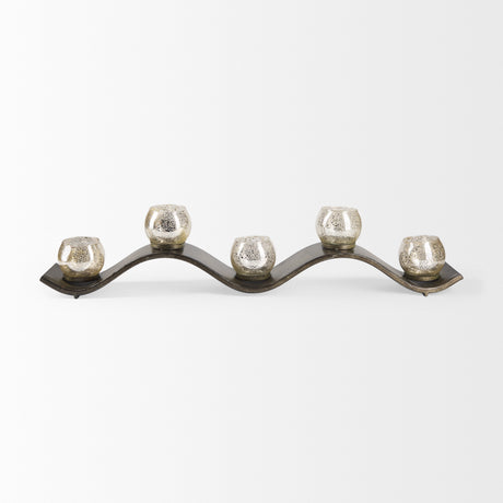 Lux Copper Metal Five Hurricane Glass Holder Table Candle Holder from Mercana - Luna Furniture