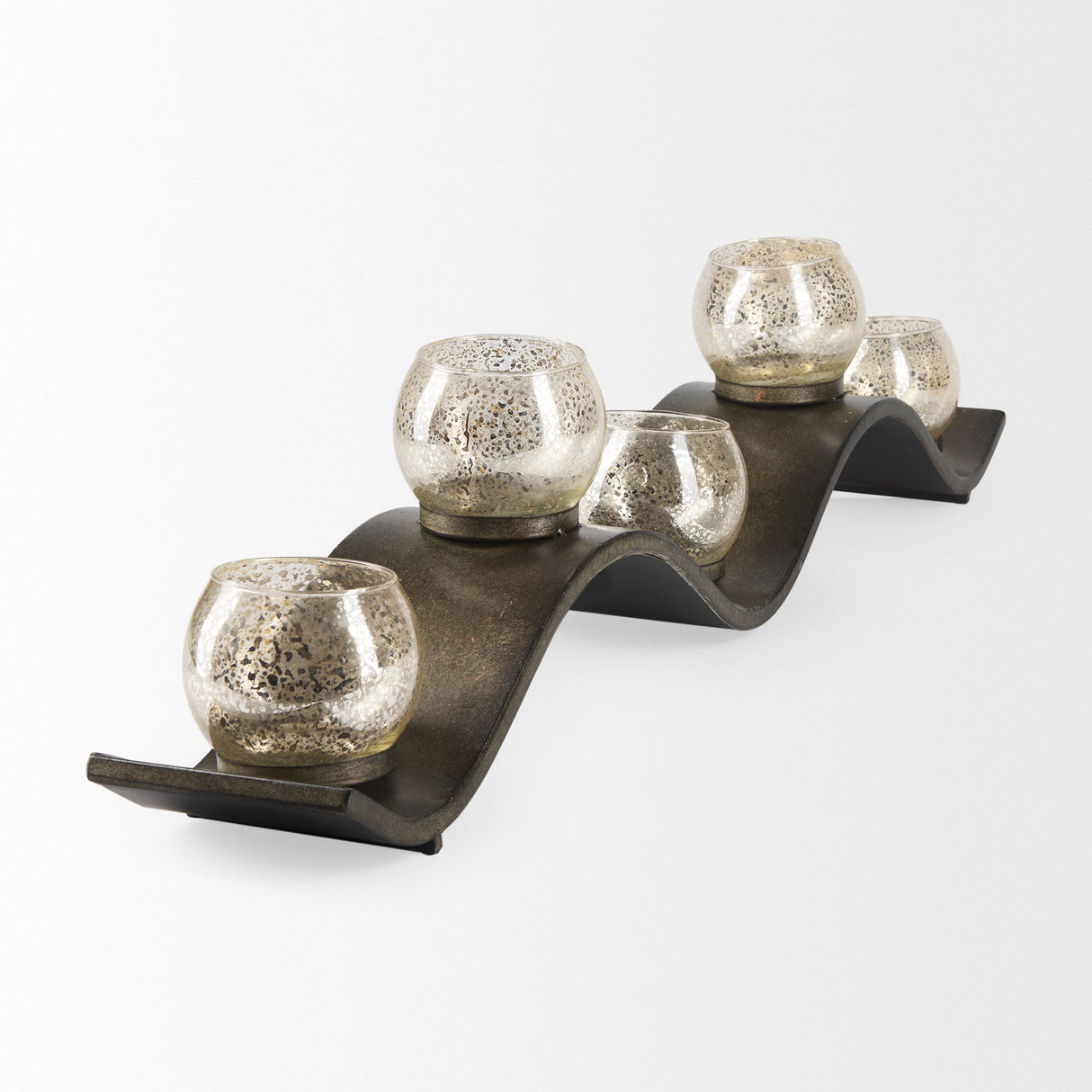 Lux Copper Metal Five Hurricane Glass Holder Table Candle Holder from Mercana - Luna Furniture