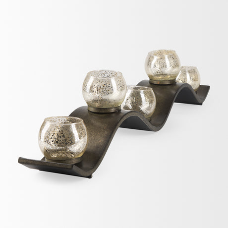 Lux Copper Metal Five Hurricane Glass Holder Table Candle Holder from Mercana - Luna Furniture