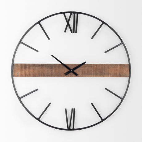 Roman 36" Round Oversize Industrial Wall Clock from Mercana - Luna Furniture