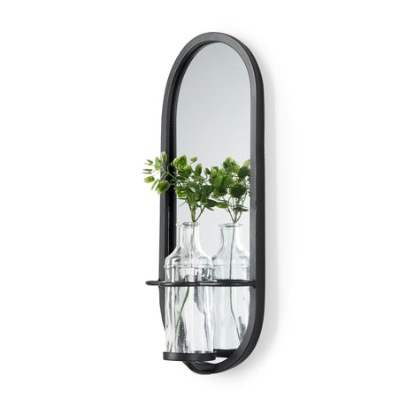 Katherine Wall Mounted Mirror w Glass Bottle for Botanicals or Floral from Mercana - Luna Furniture