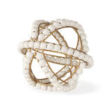 Espanlade I Small 9L x 9W White Wooden Beaded Orb from Mercana - Luna Furniture