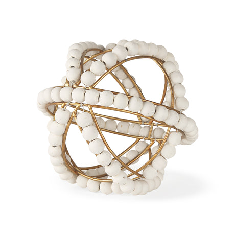 Espanlade I Small 9L x 9W White Wooden Beaded Orb from Mercana - Luna Furniture