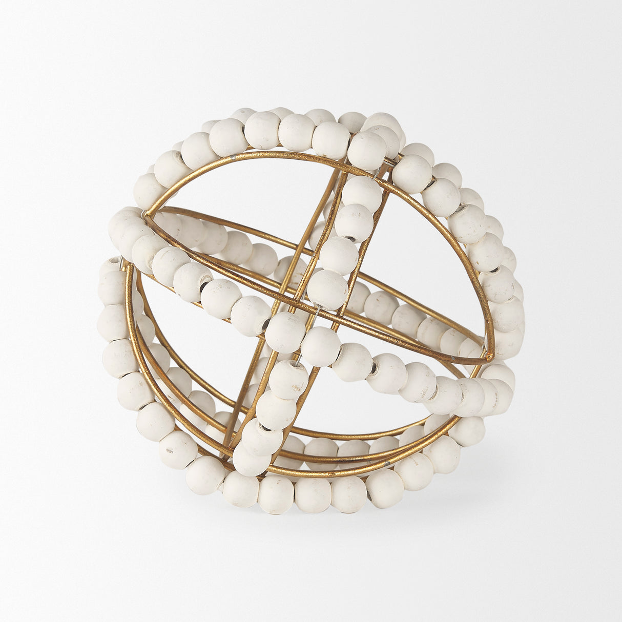Espanlade I Small 9L x 9W White Wooden Beaded Orb from Mercana - Luna Furniture