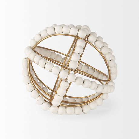 Espanlade I Small 9L x 9W White Wooden Beaded Orb from Mercana - Luna Furniture