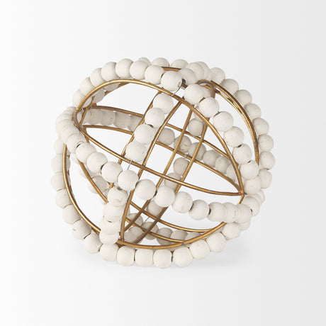 Espanlade I Small 9L x 9W White Wooden Beaded Orb from Mercana - Luna Furniture