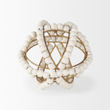 Espanlade I Small 9L x 9W White Wooden Beaded Orb from Mercana - Luna Furniture