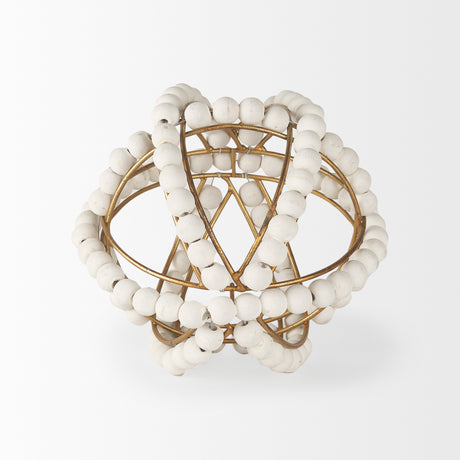Espanlade I Small 9L x 9W White Wooden Beaded Orb from Mercana - Luna Furniture