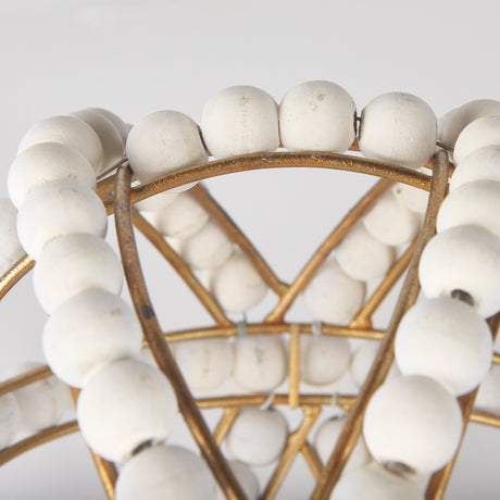 Espanlade I Small 9L x 9W White Wooden Beaded Orb from Mercana - Luna Furniture