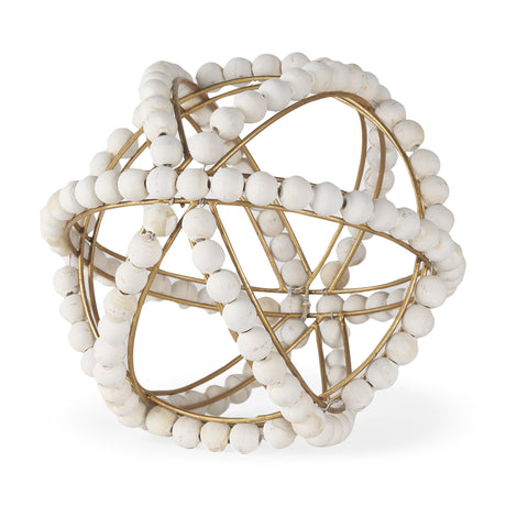 Espanlade II Large 11L x 11W White Wooden Beaded Orb from Mercana - Luna Furniture