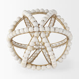 Espanlade II Large 11L x 11W White Wooden Beaded Orb from Mercana - Luna Furniture