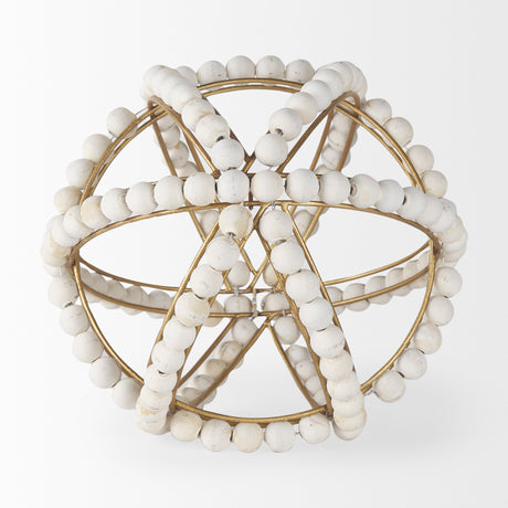 Espanlade II Large 11L x 11W White Wooden Beaded Orb from Mercana - Luna Furniture