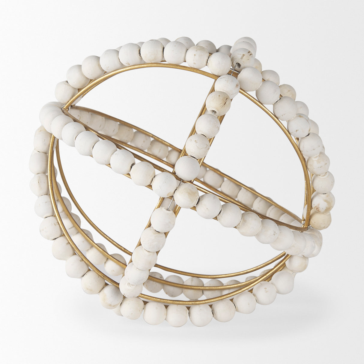Espanlade II Large 11L x 11W White Wooden Beaded Orb from Mercana - Luna Furniture