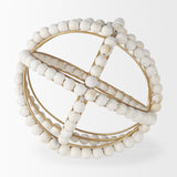 Espanlade II Large 11L x 11W White Wooden Beaded Orb from Mercana - Luna Furniture