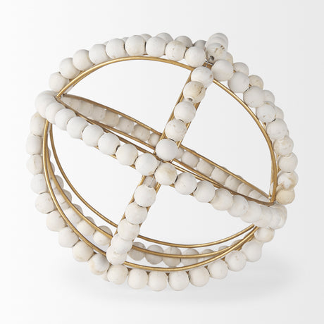 Espanlade II Large 11L x 11W White Wooden Beaded Orb from Mercana - Luna Furniture