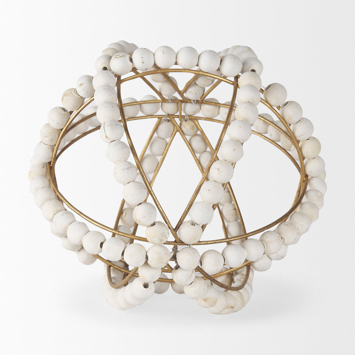 Espanlade II Large 11L x 11W White Wooden Beaded Orb from Mercana - Luna Furniture