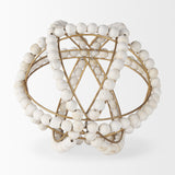 Espanlade II Large 11L x 11W White Wooden Beaded Orb from Mercana - Luna Furniture