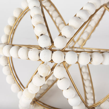 Espanlade II Large 11L x 11W White Wooden Beaded Orb from Mercana - Luna Furniture