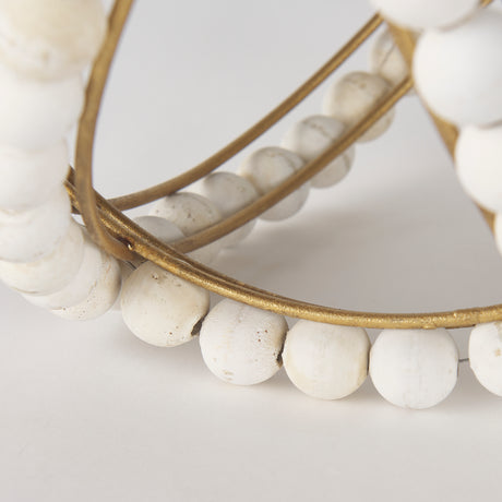 Espanlade II Large 11L x 11W White Wooden Beaded Orb from Mercana - Luna Furniture