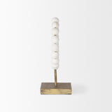 Pontchartrain I (Small) 9L x 5W White Beaded Broken Sphere Decorative Object W/ Gold Base from Mercana - Luna Furniture