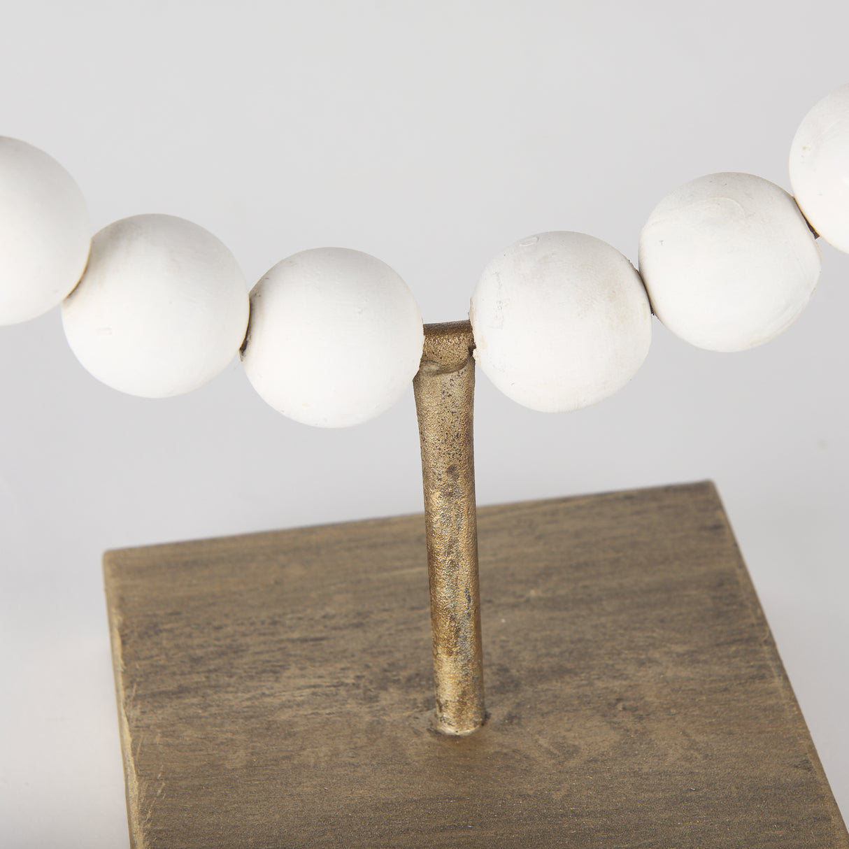 Pontchartrain I (Small) 9L x 5W White Beaded Broken Sphere Decorative Object W/ Gold Base from Mercana - Luna Furniture