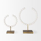 Pontchartrain I (Small) 9L x 5W White Beaded Broken Sphere Decorative Object W/ Gold Base from Mercana - Luna Furniture