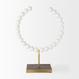 Pontchartrain II (Large) 11L x 6W White Beaded Broken Sphere Decorative Object W/ Gold Base from Mercana - Luna Furniture