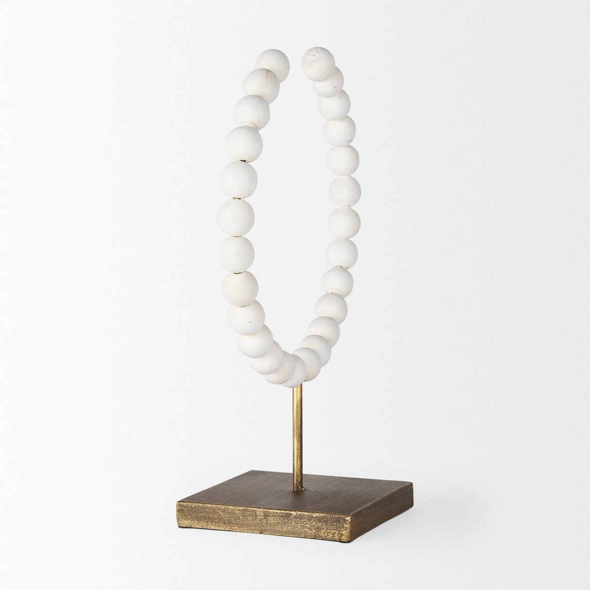 Pontchartrain II (Large) 11L x 6W White Beaded Broken Sphere Decorative Object W/ Gold Base from Mercana - Luna Furniture
