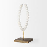 Pontchartrain II (Large) 11L x 6W White Beaded Broken Sphere Decorative Object W/ Gold Base from Mercana - Luna Furniture