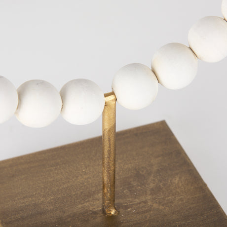 Pontchartrain II (Large) 11L x 6W White Beaded Broken Sphere Decorative Object W/ Gold Base from Mercana - Luna Furniture