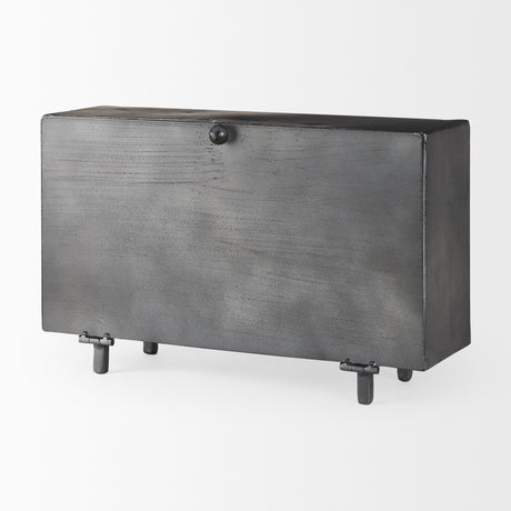 Harvey 13.0L x 4.5W x 8.1H Black Metal and Wood Rectangular Table Clock from Mercana - Luna Furniture