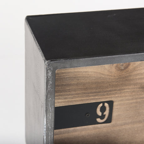Harvey 13.0L x 4.5W x 8.1H Black Metal and Wood Rectangular Table Clock from Mercana - Luna Furniture