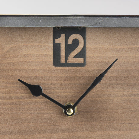 Harvey 13.0L x 4.5W x 8.1H Black Metal and Wood Rectangular Table Clock from Mercana - Luna Furniture