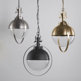 Leighton II 15x20 Black Metal Spherical Pendant Light from Mercana - Luna Furniture