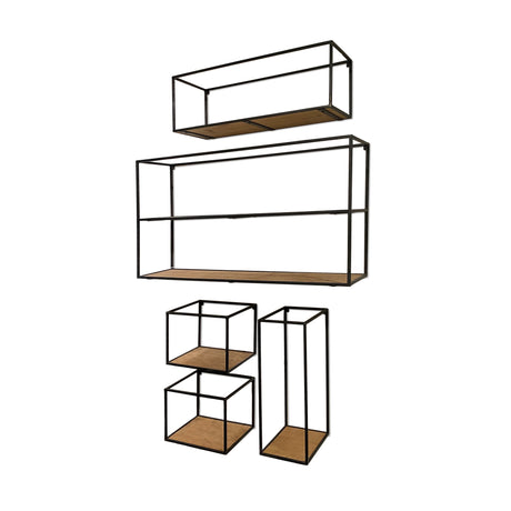 Riaz Set of 5 Wood & Metal Shelves from Mercana - Luna Furniture