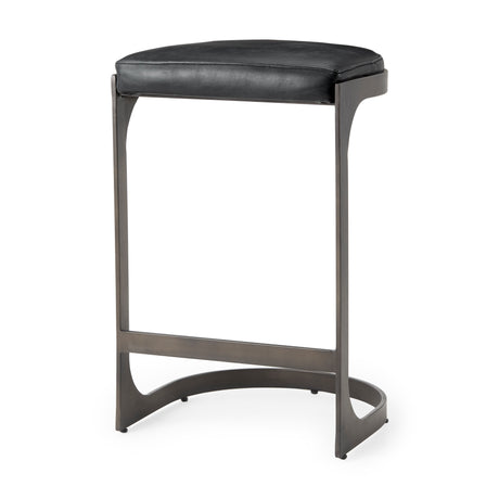 Tyson 17L x 18W x 28H Black Leather W/ Metal Frame Counter Stool from Mercana - Luna Furniture